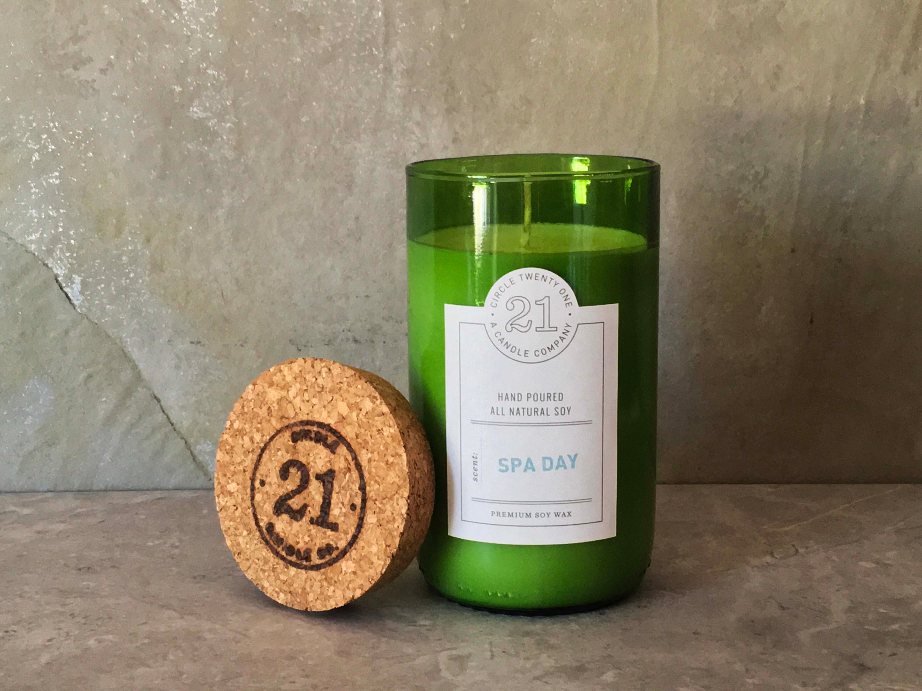 Uplifting blend of essential oils peppermint and bergamot.  Hand poured into recycled wine bottles.
