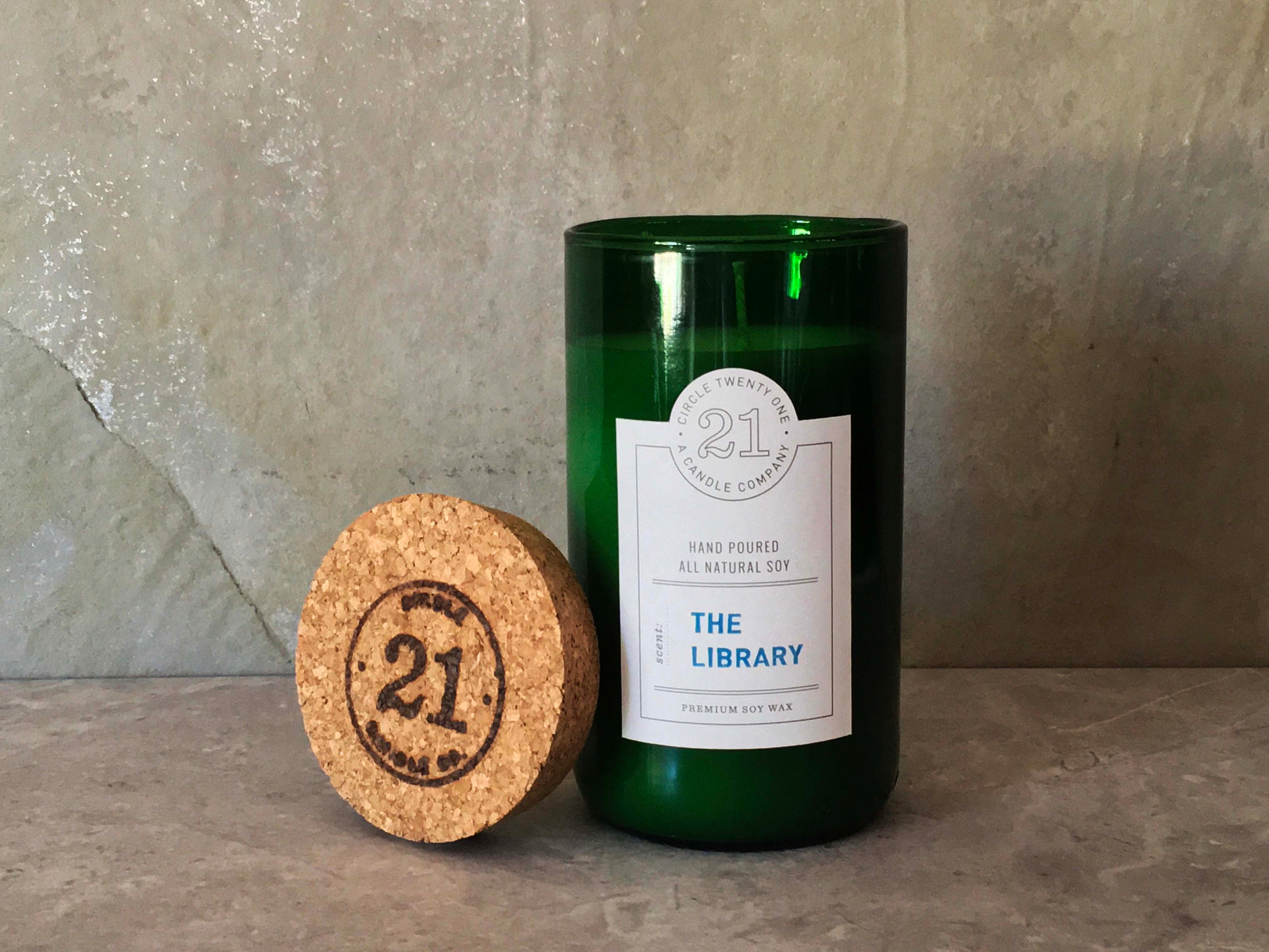 Soft scent of a smokey wood resin with hints of bergamot, citron and neroli.  Hand poured into recycled wine bottle.